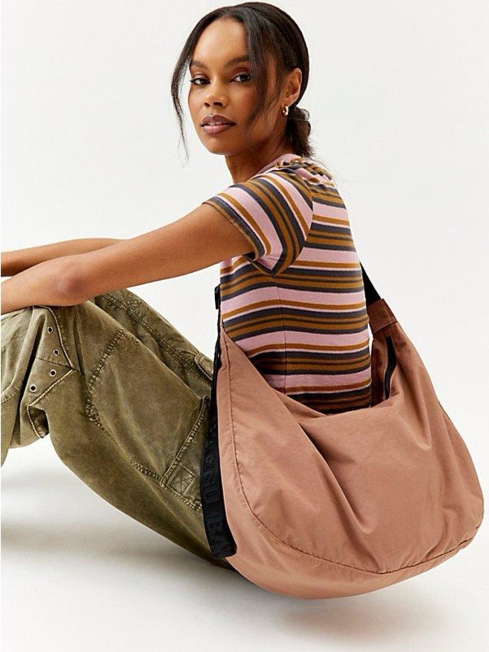 BAGGU - Large Nylon Crescent Bag - Tan